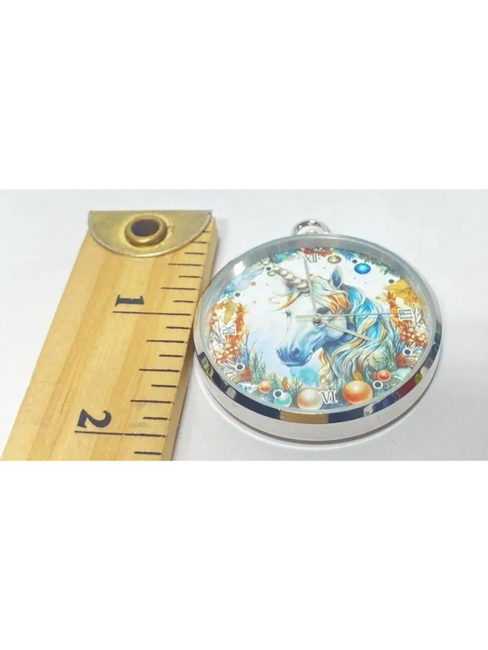 Horse Pocket Watch Clock Circular Majestic Pony Fairytale Handheld Watch, White